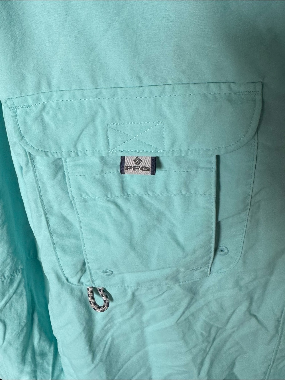 Columbia PFG Bahama Long Sleeve Fishing Shirt Aqua Mint Teal XL / TG - Picture 3 of 9